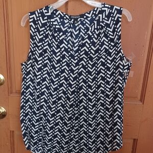 Roz & Ali Chevron Navy and White Blouse